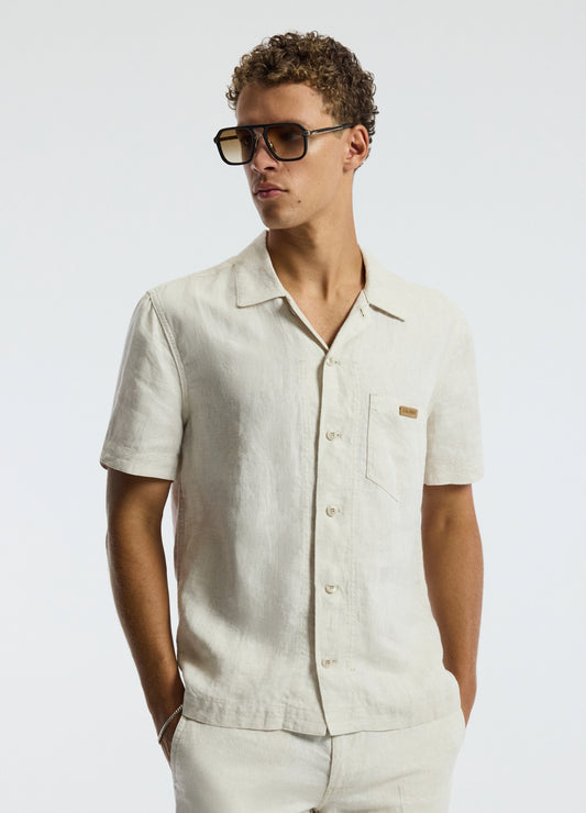 Washed Linen Short Sleeve Shirt Natural