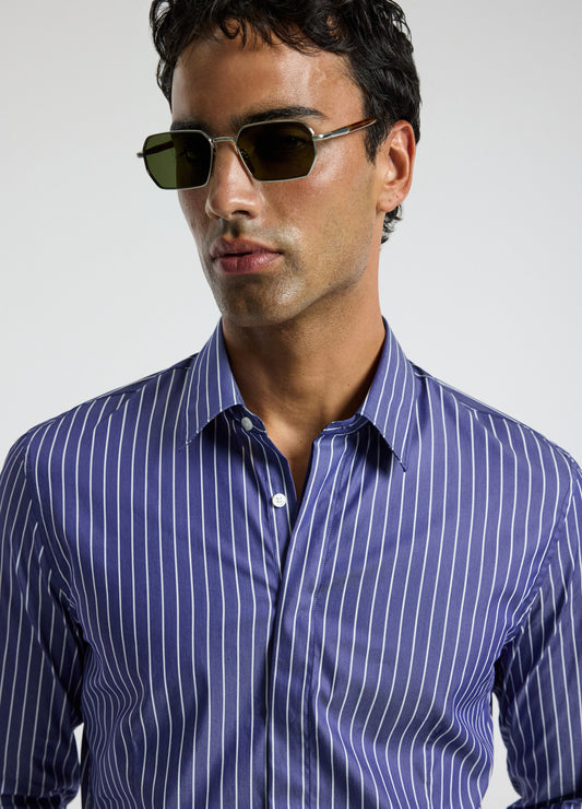 Stripe Stretch Shirt Navy