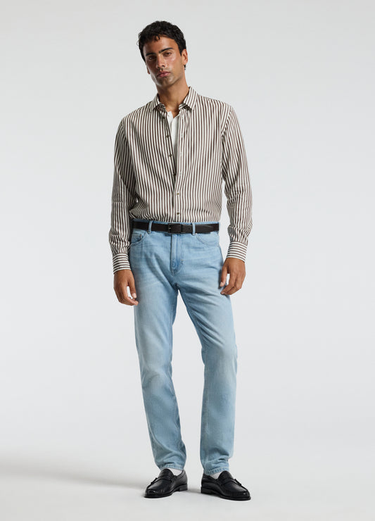 Fluid Stripe Shirt Chocolate