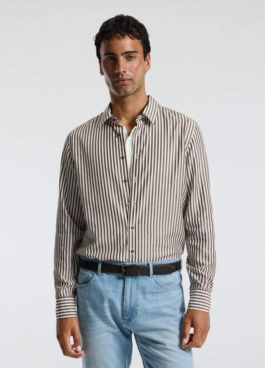 Fluid Stripe Shirt Chocolate