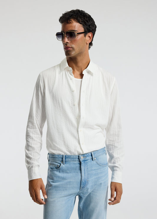 Seersucker Textured Shirt White