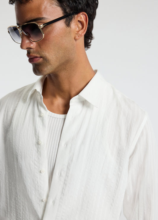 Seersucker Textured Shirt White