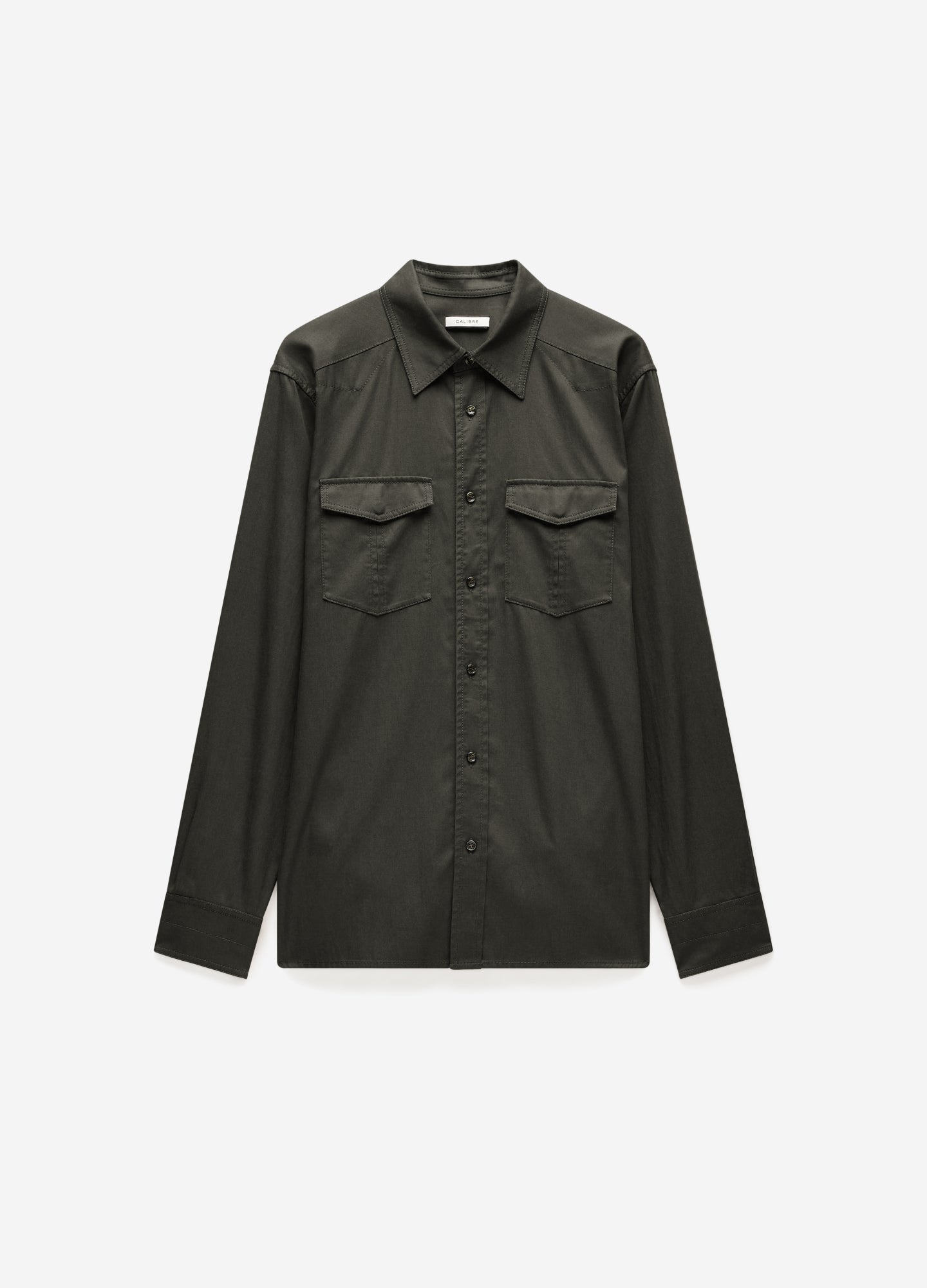 Slim Washed Pocketed Shirt Khaki