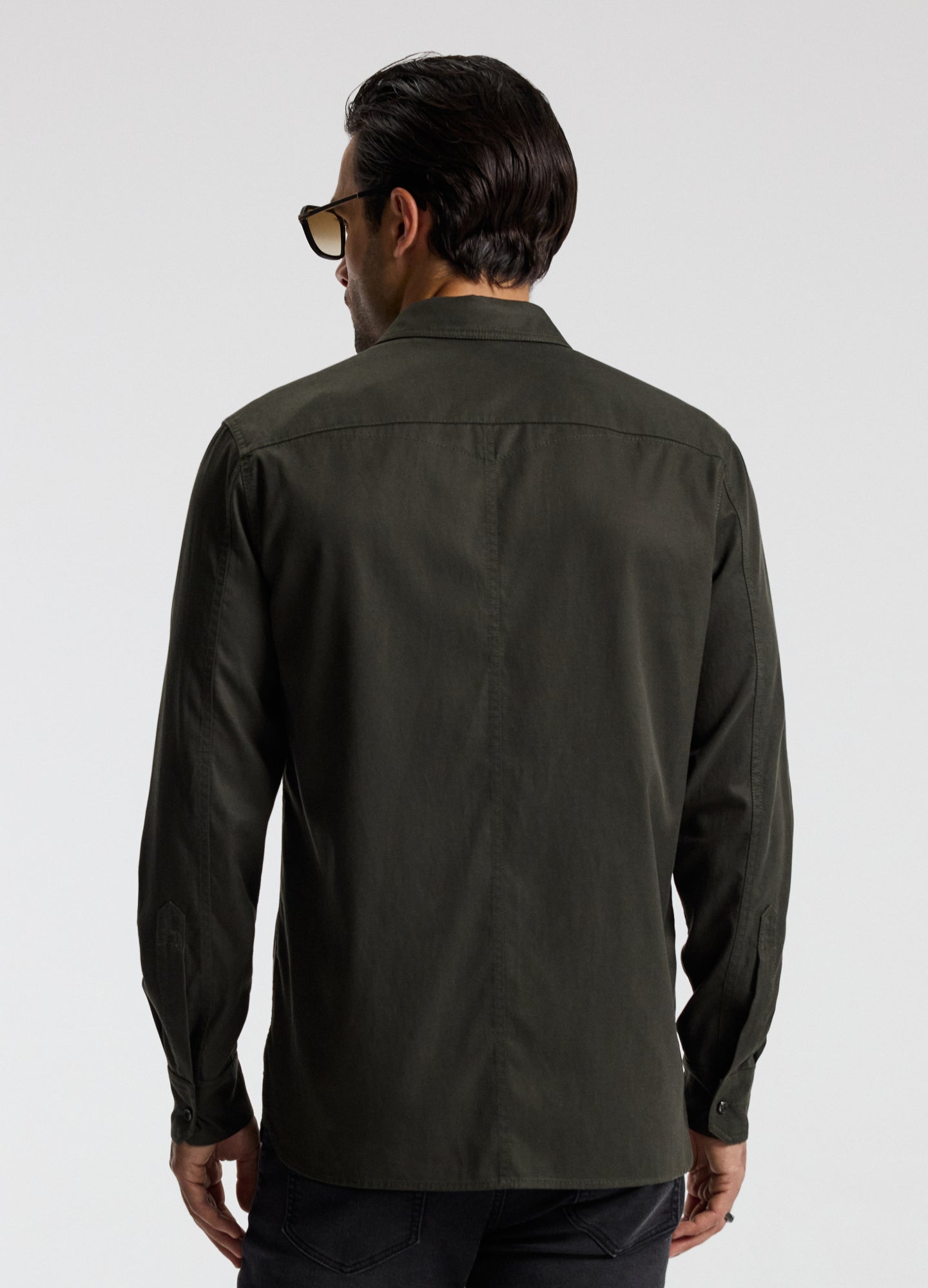 Slim Washed Pocketed Shirt Khaki