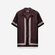 Stripe Scarf Print Short Sleeve Shirt Oxblood