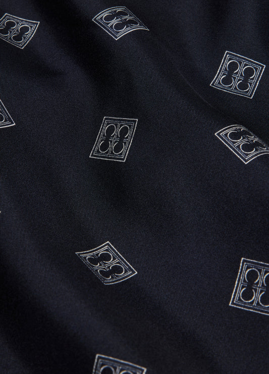 Monogram Scarf Silk Shirt Navy