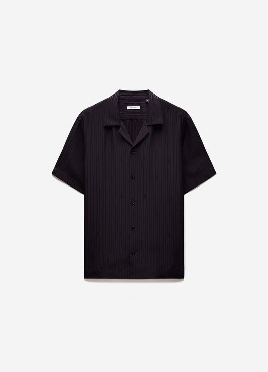 Camp Collar Jacquard Monogram Shirt Plum