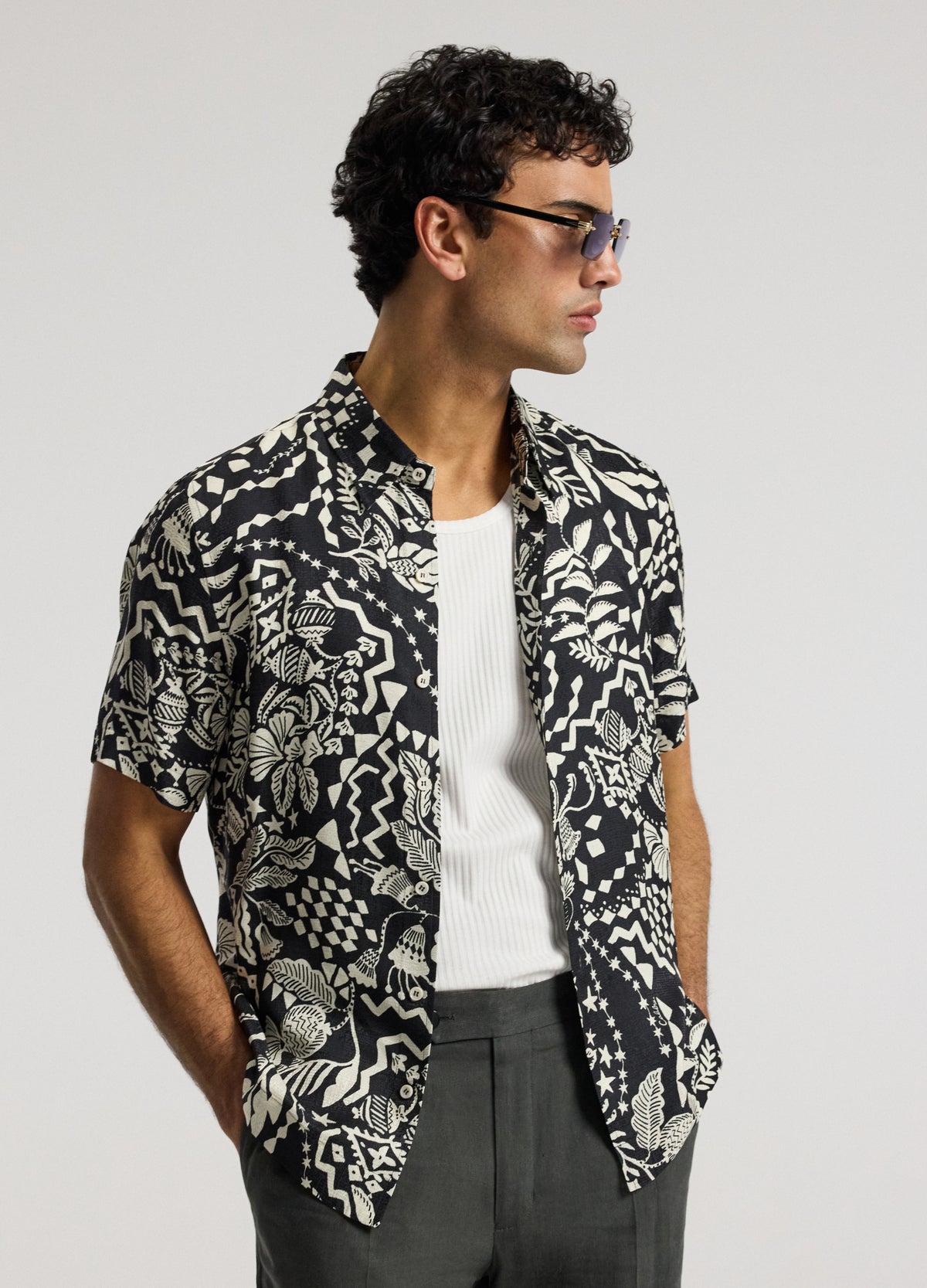 Relaxed Shadow Tapestry Shirt Black