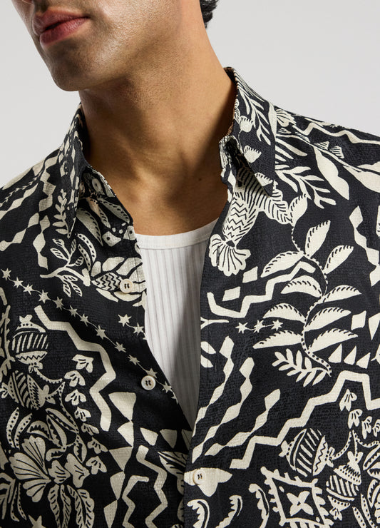 Relaxed Shadow Tapestry Shirt Black