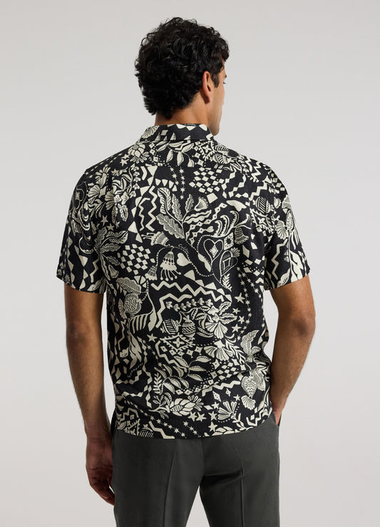 Relaxed Shadow Tapestry Shirt Black