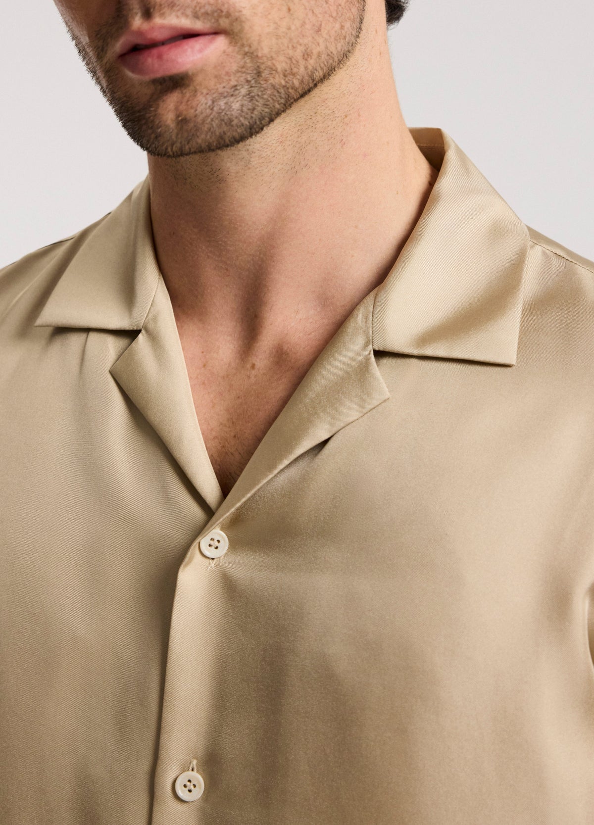 Camp Collar Silk Shirt Champagne