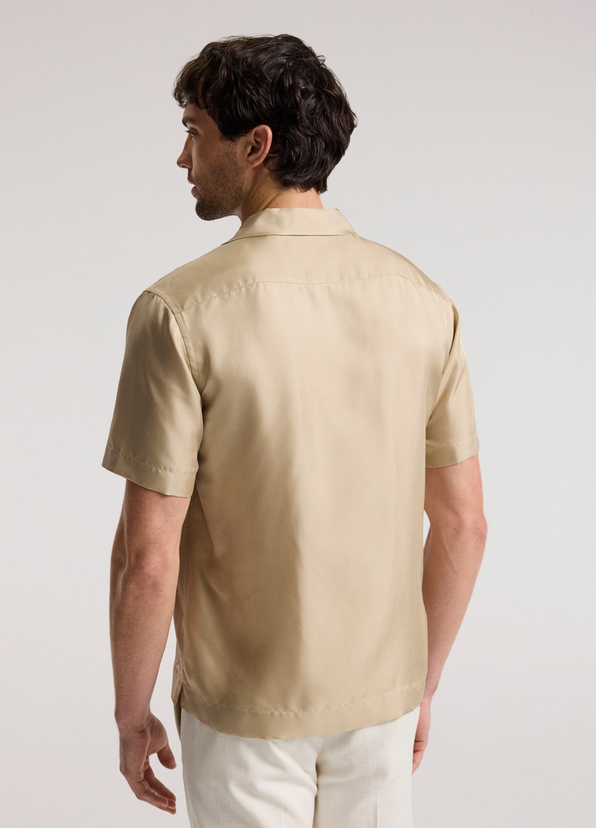 Camp Collar Silk Shirt Champagne
