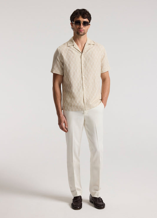Camp Collar Arrow Jacquard Shirt Natural