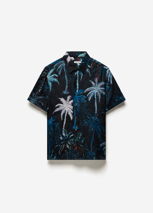Relaxed Midnight Palms Short Sleeve Shirt Seafoam