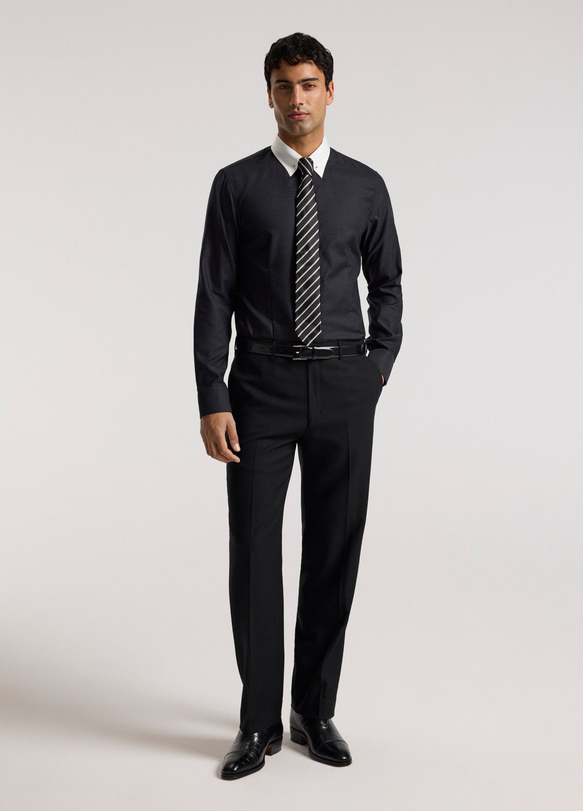 Tailored Collar Pin Shirt Black