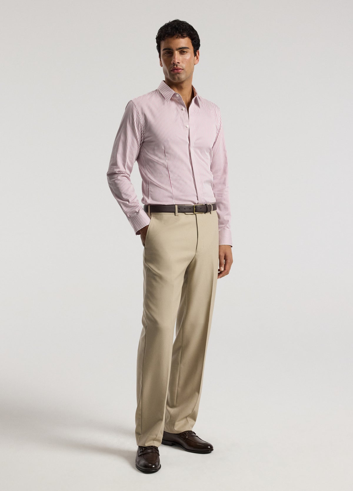 Stretch Sateen Stripe Shirt Pink