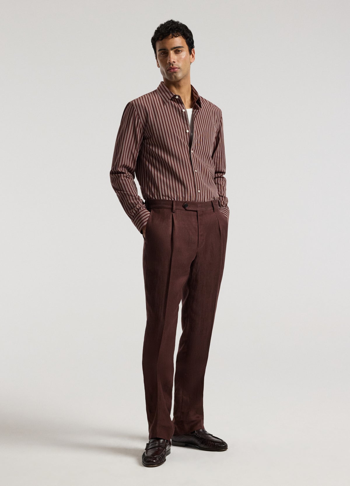 Tailored Shadow Stripe Shirt Bourbon