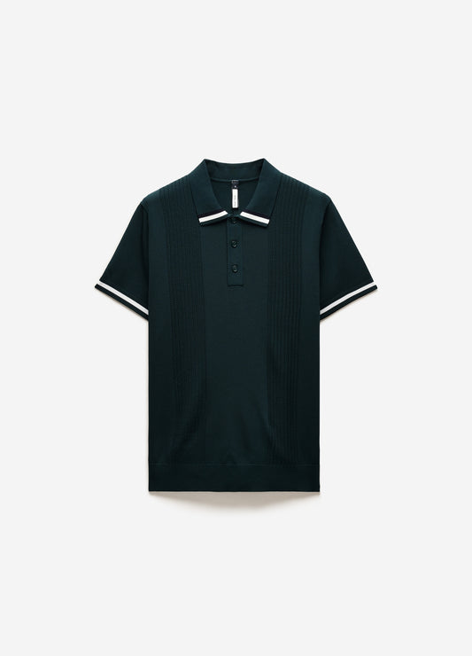 Tech Stripe Collar Polo Bottle Green