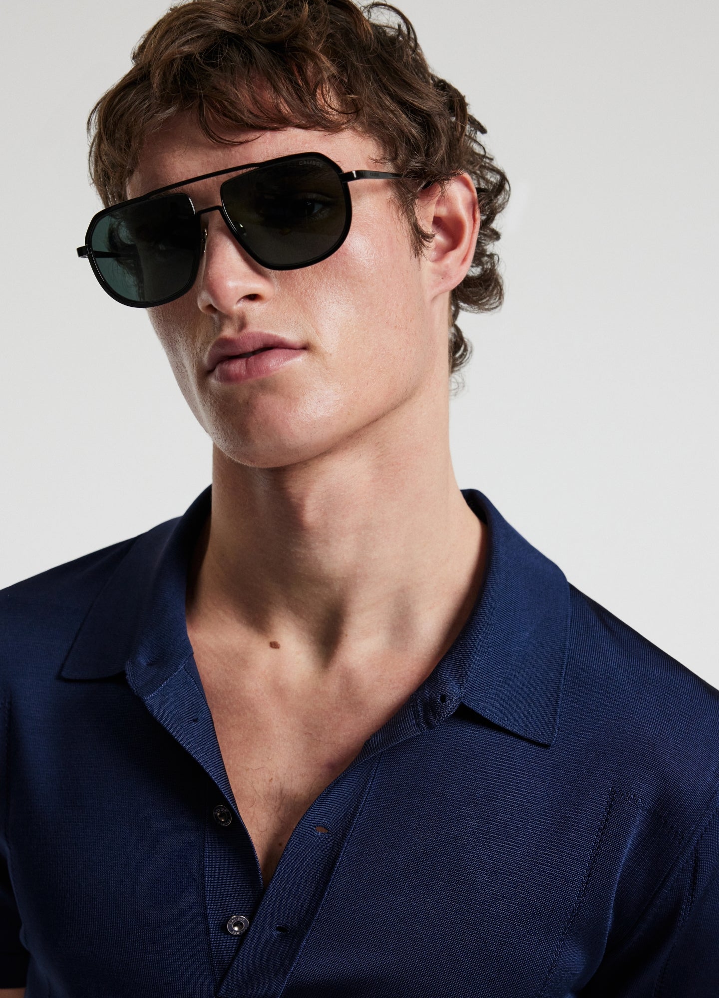 Shiny Rayon Polo Navy