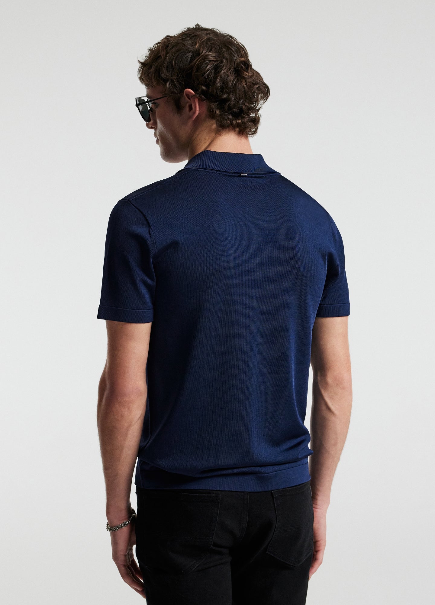 Shiny Rayon Polo Navy