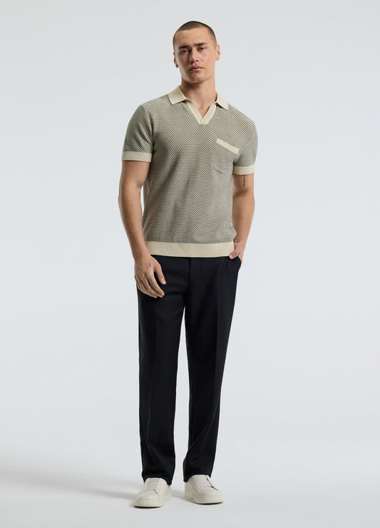 Textured Knit Polo Natural