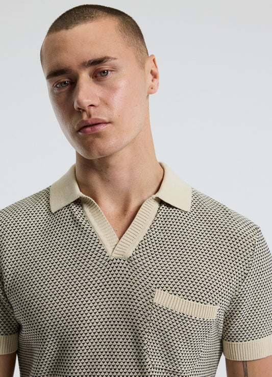 Textured Knit Polo Natural