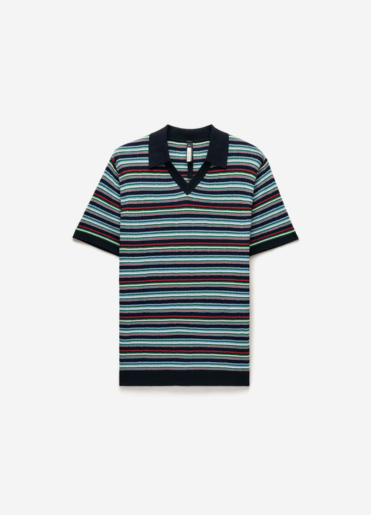 Striped Rib Polo Navy