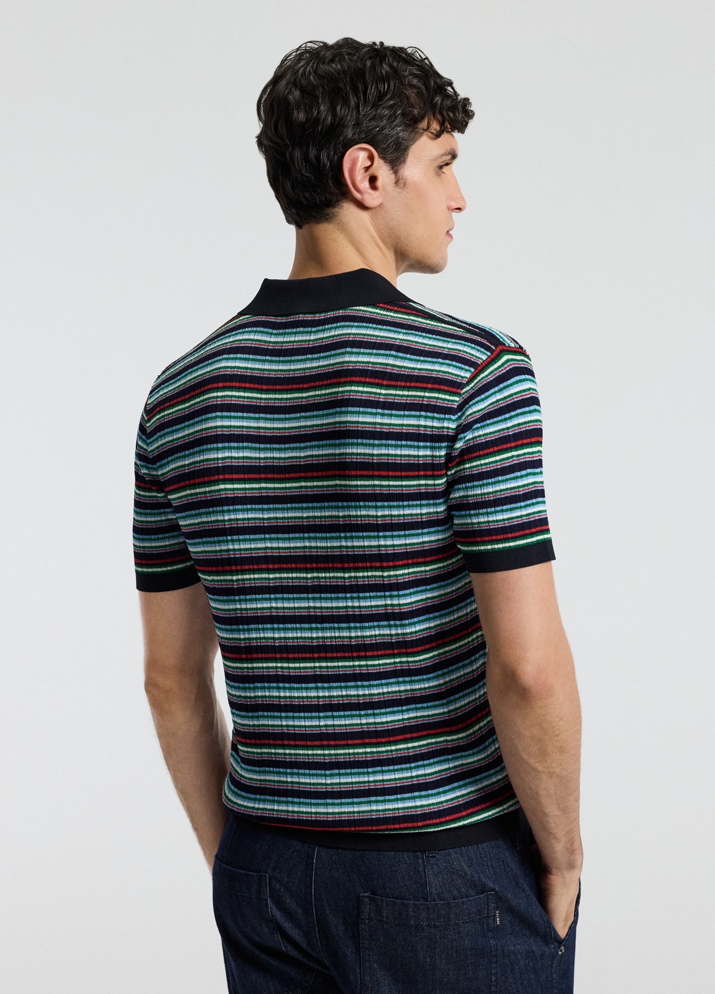 Striped Rib Polo Navy