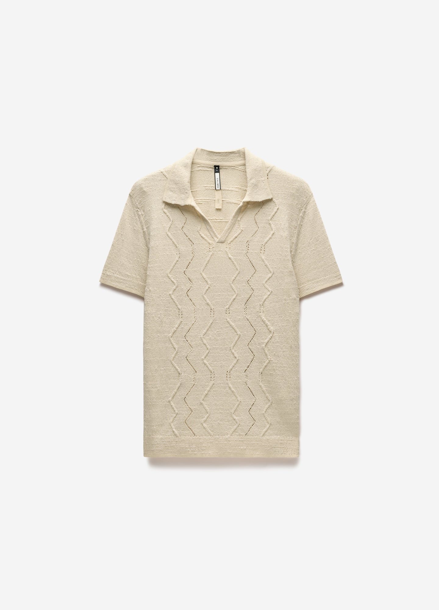 Bouclé Open Neck Polo Biscuit