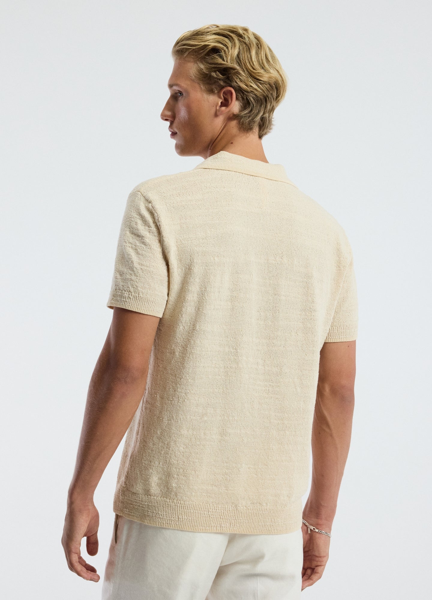 Bouclé Open Neck Polo Biscuit