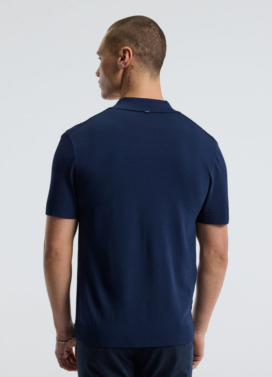 Cable Short Sleeve Knit Shirt Royal Blue