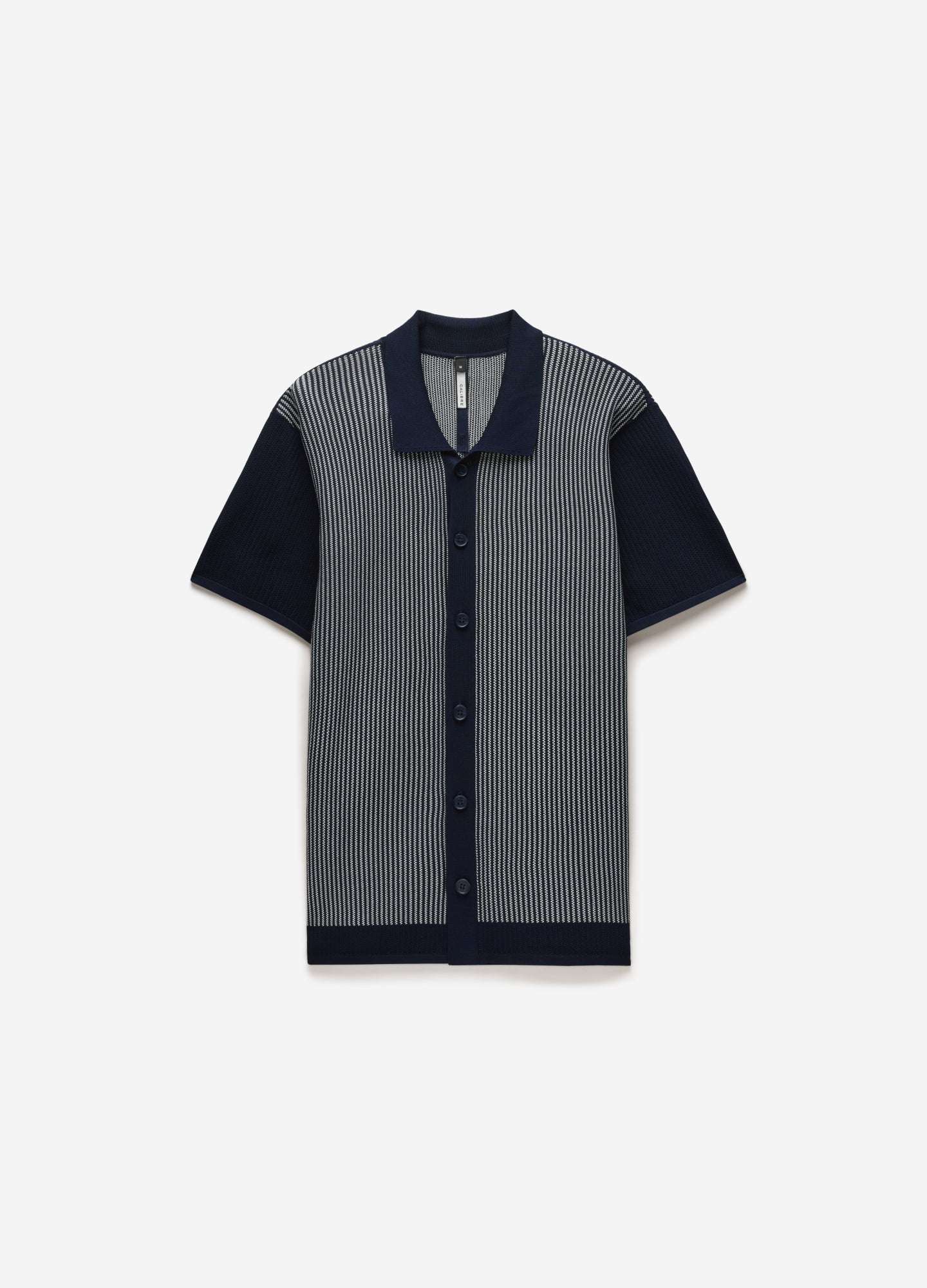 Panelled Stripe Knit Shirt Navy