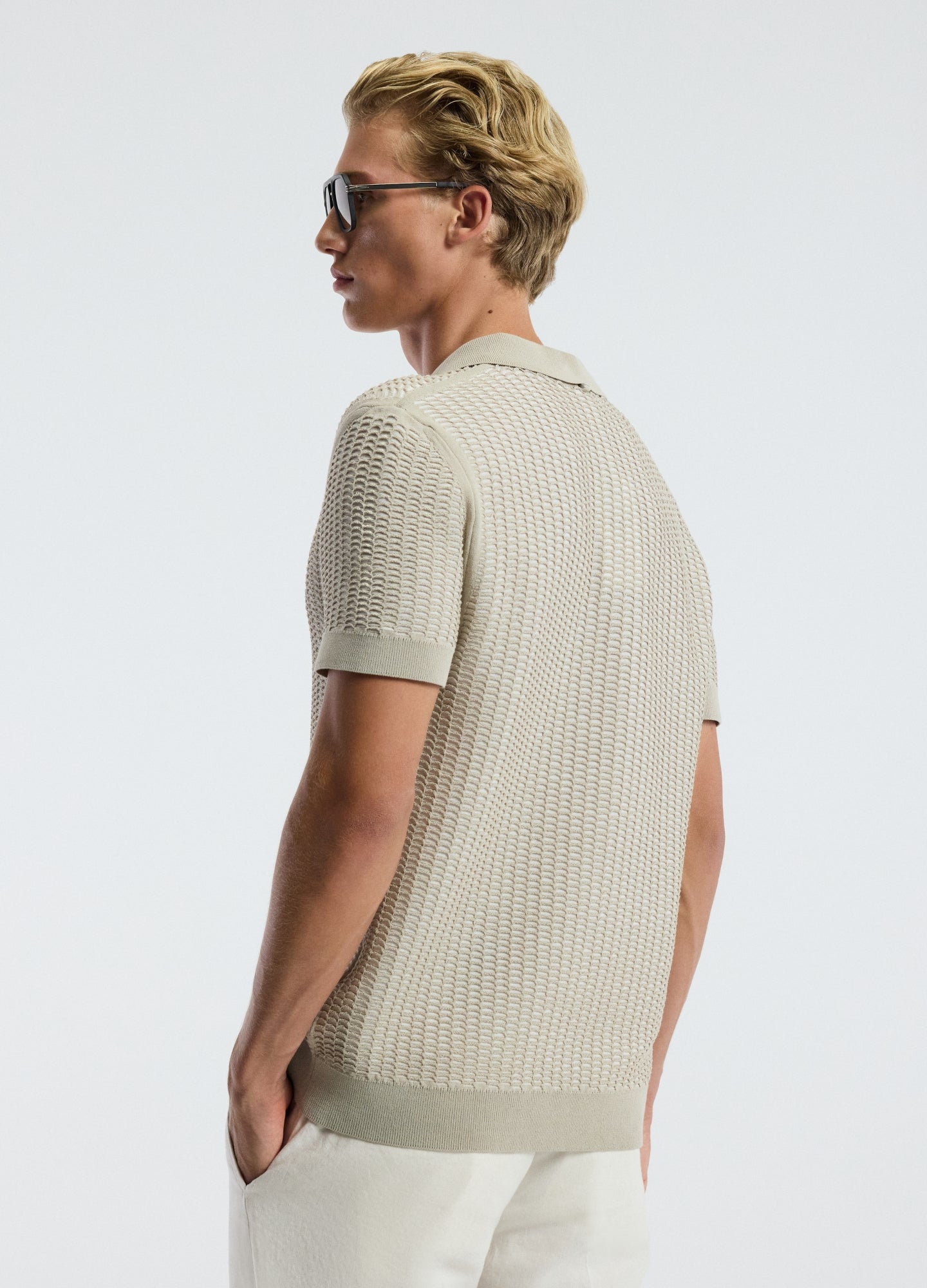 Honeycomb Knit Polo Stone