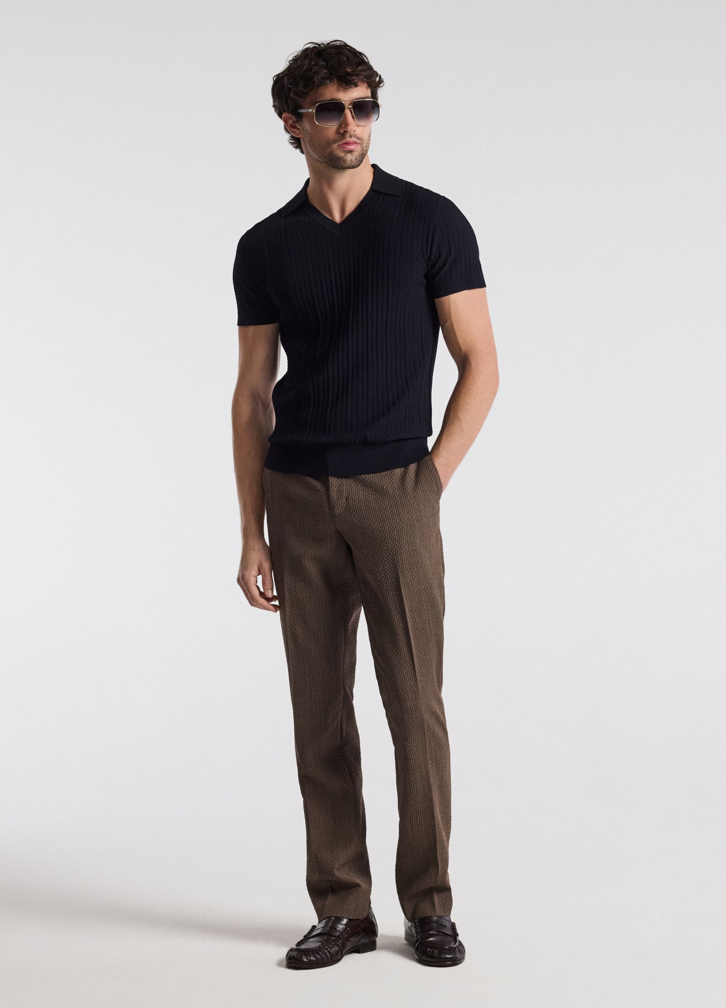 Collared Technical Knit Polo Navy