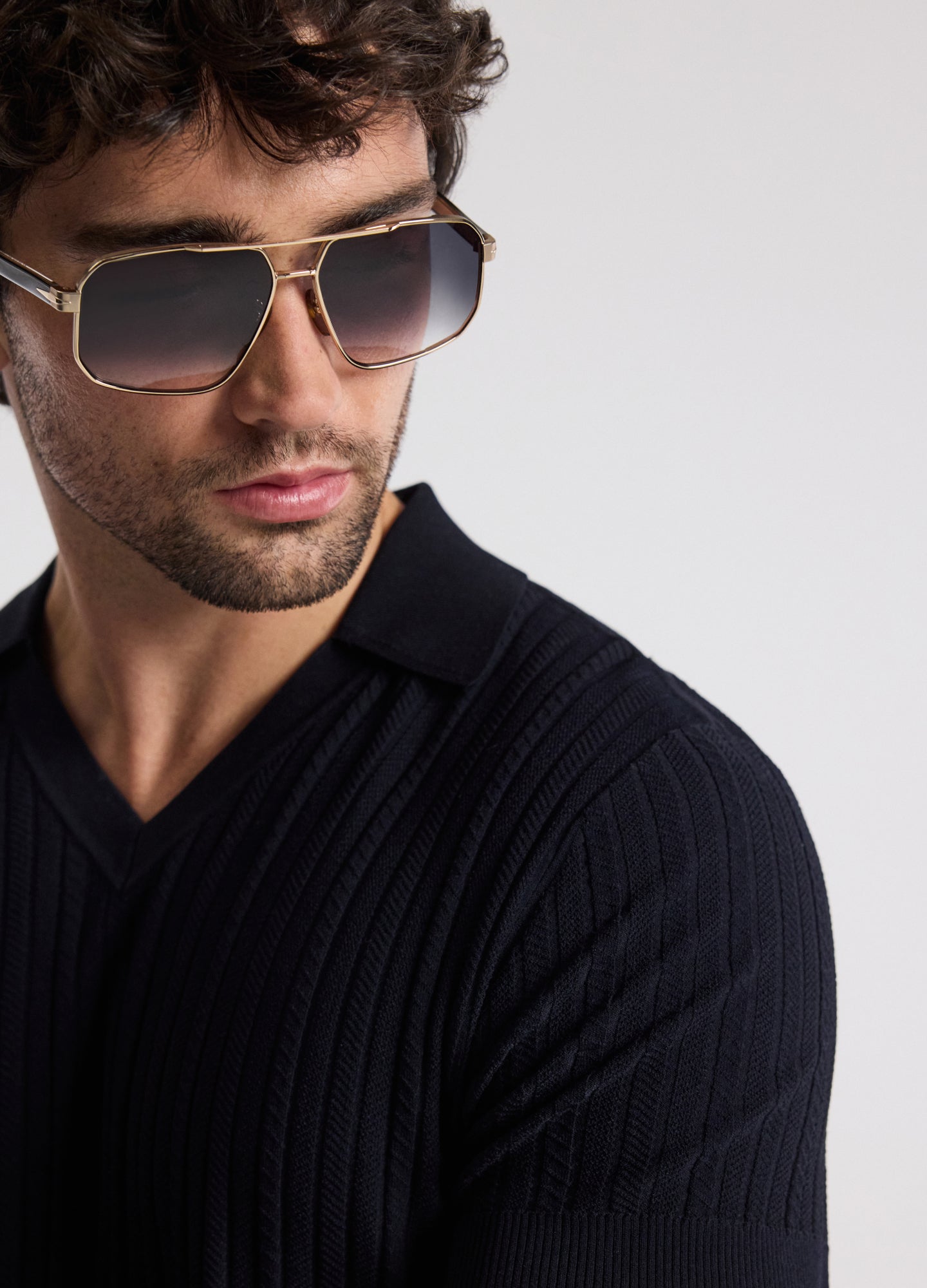 Collared Technical Knit Polo Navy