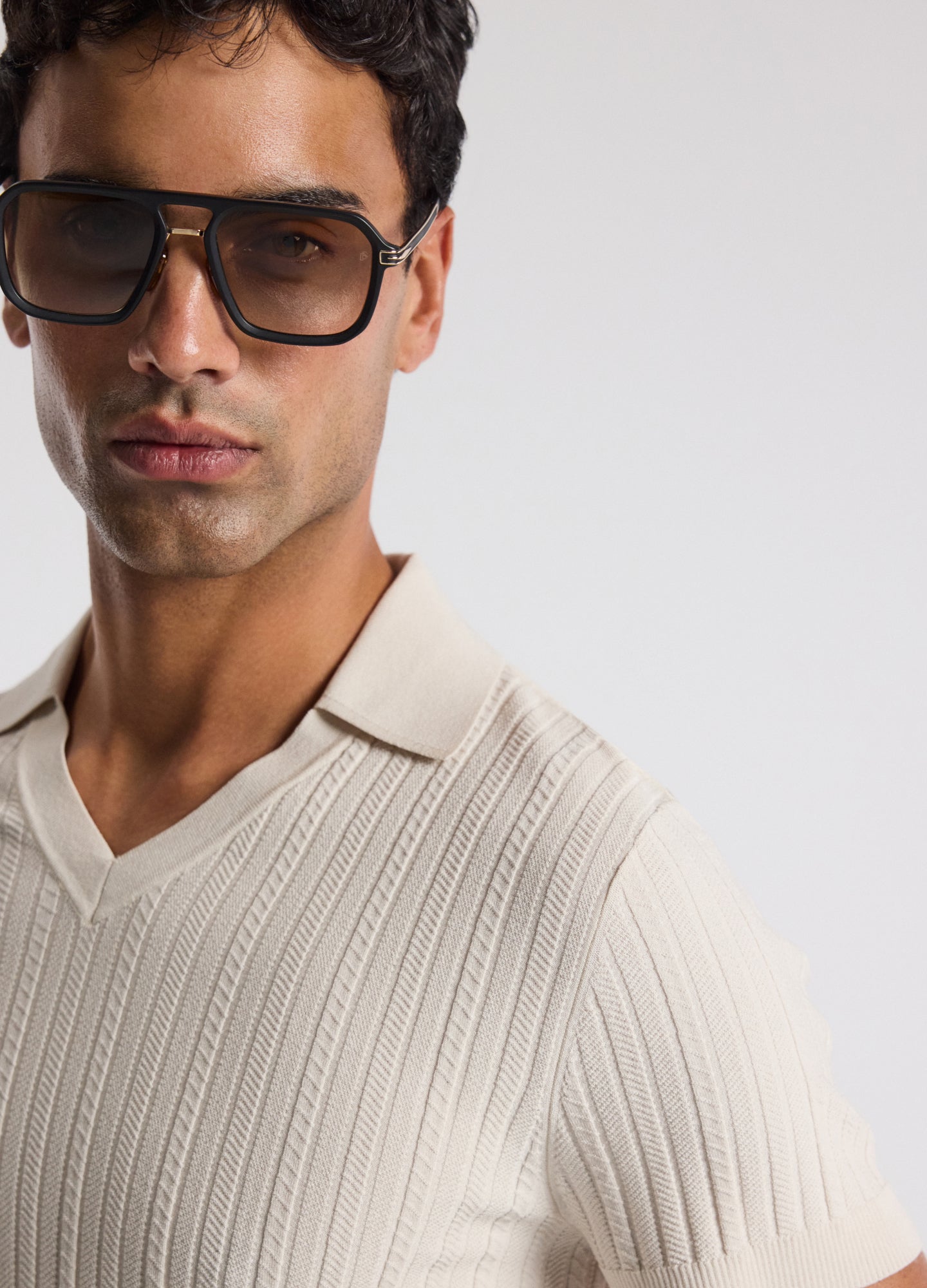 Collared Technical Knit Polo Parchment