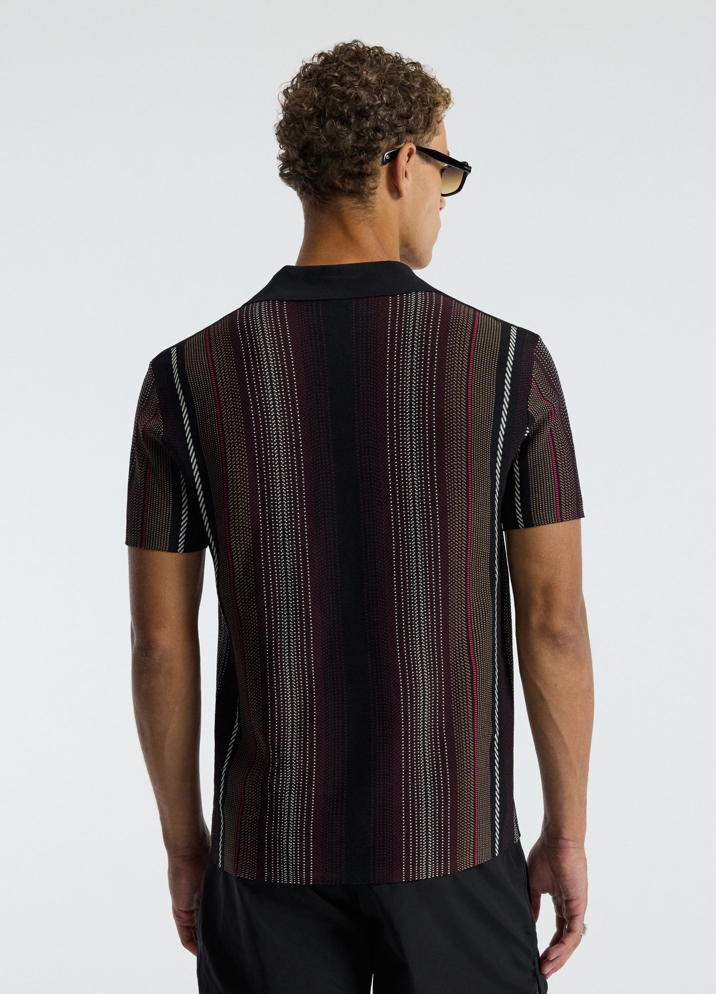 Striped Jacquard Knit Shirt Black