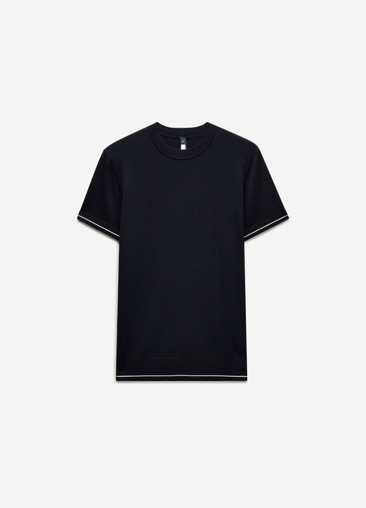 Stripe Cuff Tech T-shirt Navy