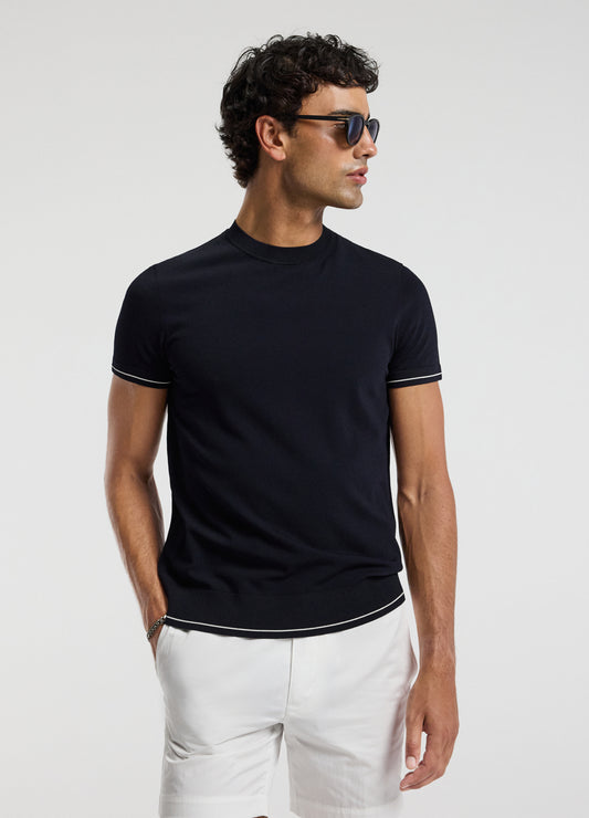 Stripe Cuff Tech T-shirt Navy