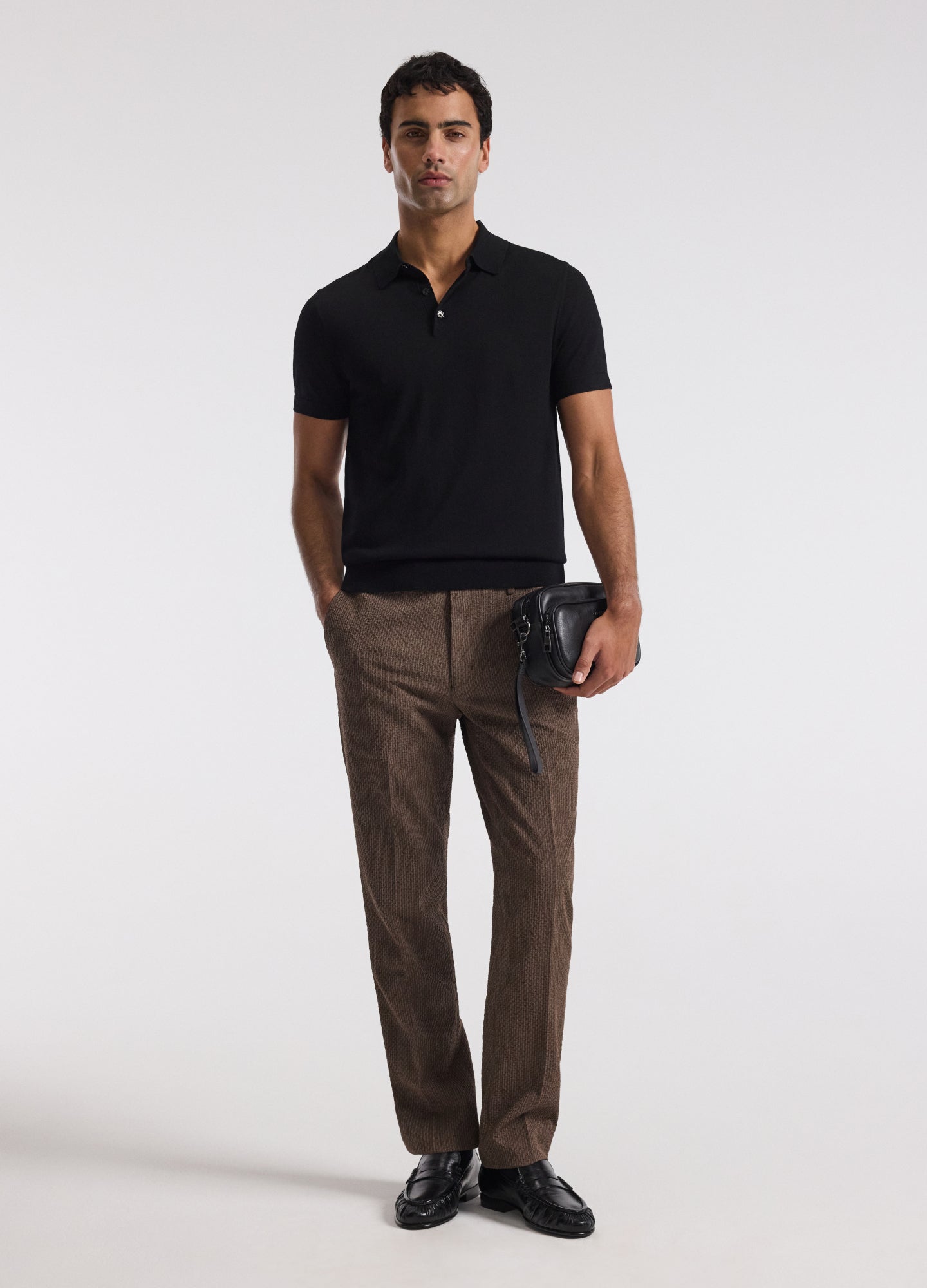 Merino Wool Polo Black