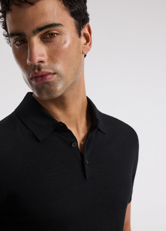 Merino Wool Polo Black