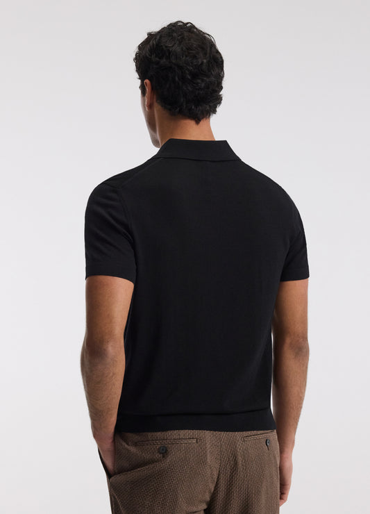 Merino Wool Polo Black