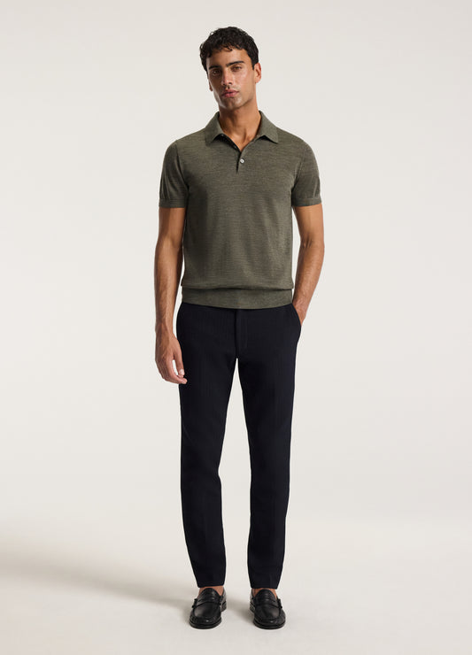 Merino Wool Polo Khaki