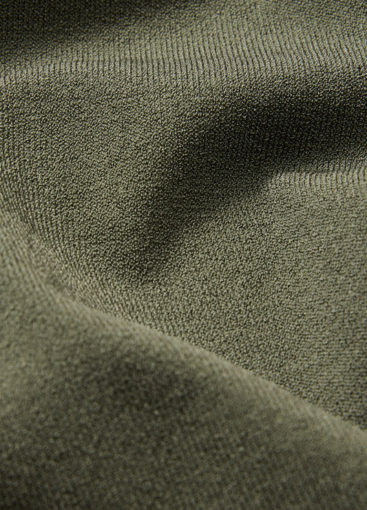 Contrast Cuff Technical Knit Polo Khaki