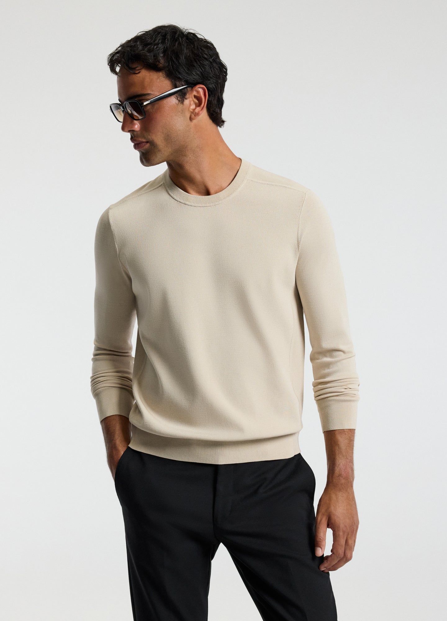 Technical Knit Crew Neck Sweater Oatmeal