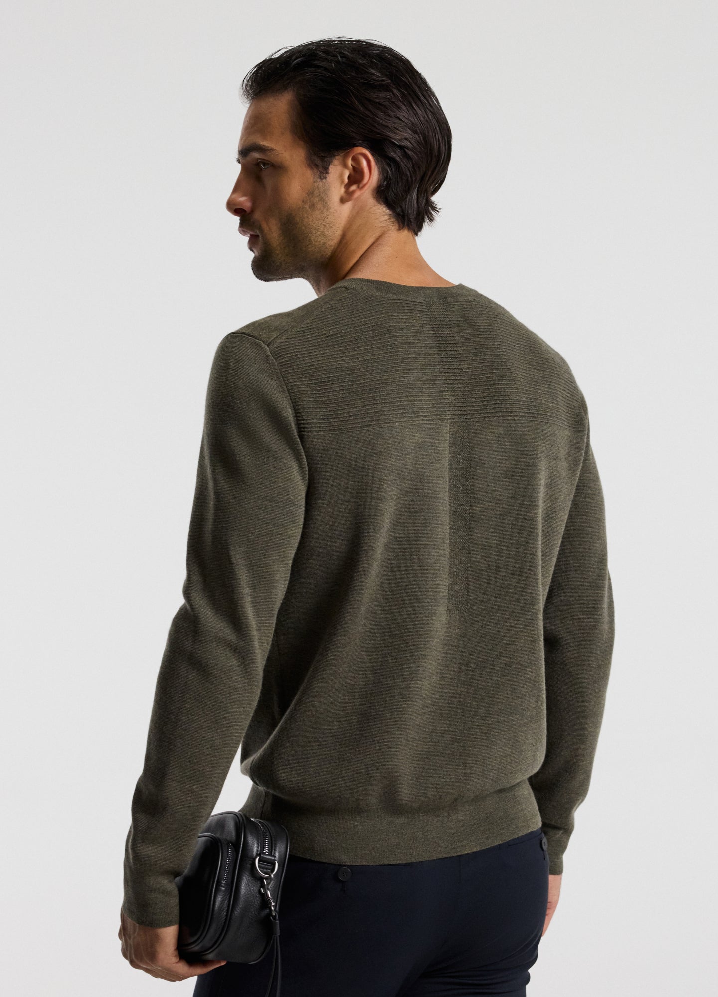 Merino Wool Crew Neck Sweater Khaki