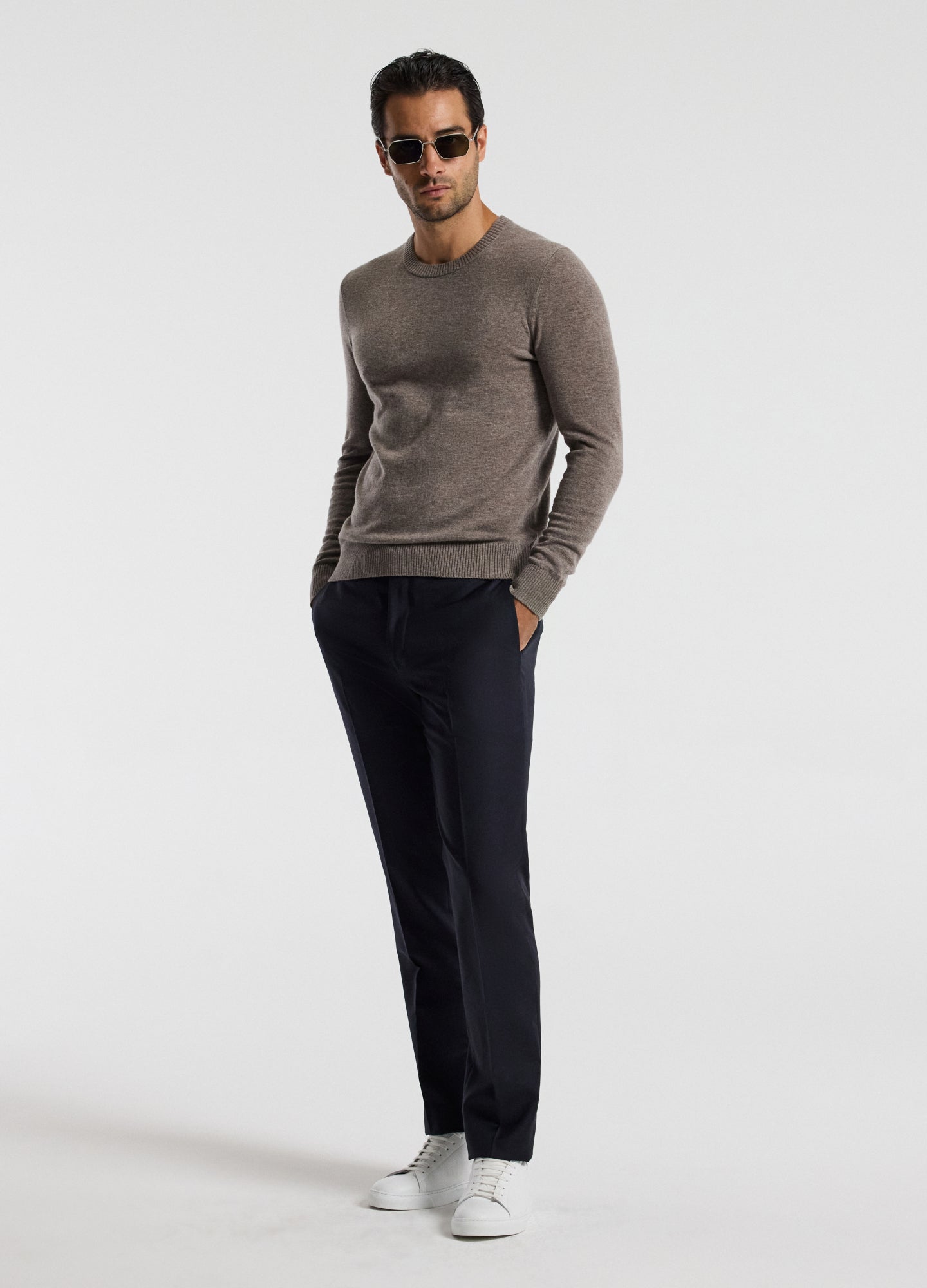 Merino Wool Crew Neck Sweater Khaki