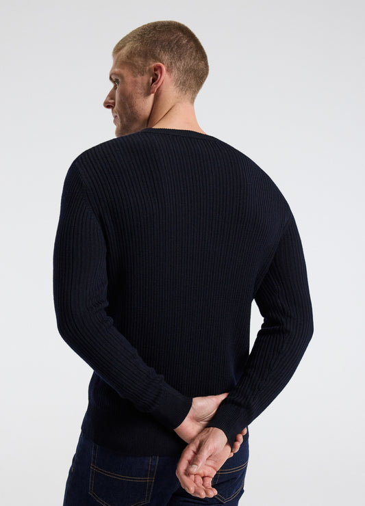 Slim Merino Wool Rib Sweater Navy