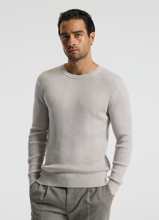 Slim Merino Wool Rib Sweater Salt