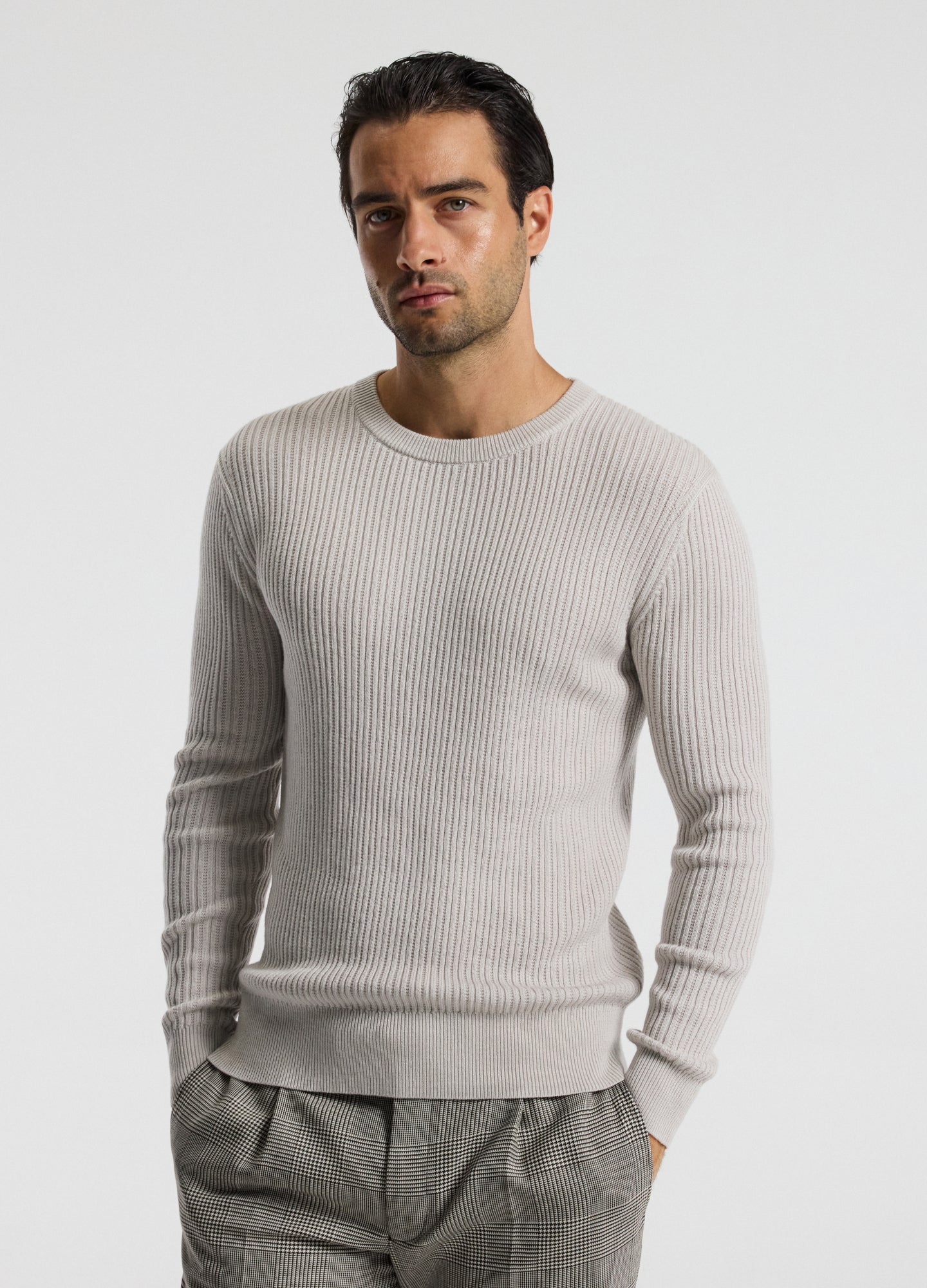 Slim Merino Wool Rib Sweater Salt